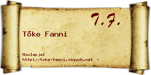 Tőke Fanni névjegykártya